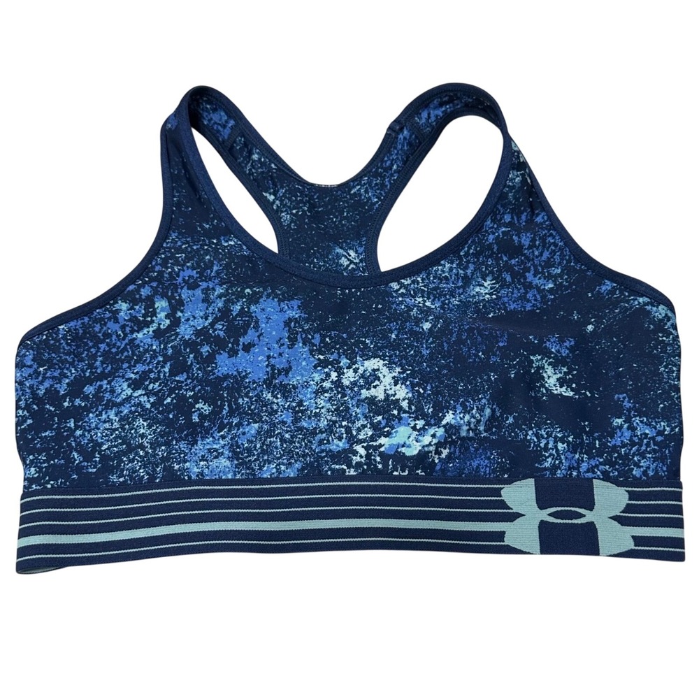 Under Armour Sports Bra Womens S Blue Excellent Racerback Marble Print Gym